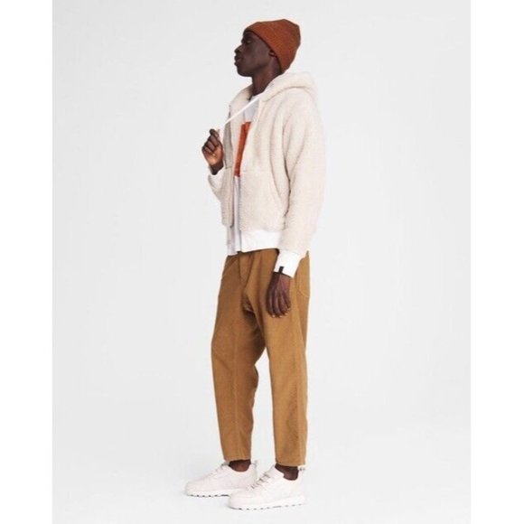 rag & bone Men's Damon Faux-Shearling Full-Zip Hoodie Ivory M BNWT $395 - Picture 2 of 9